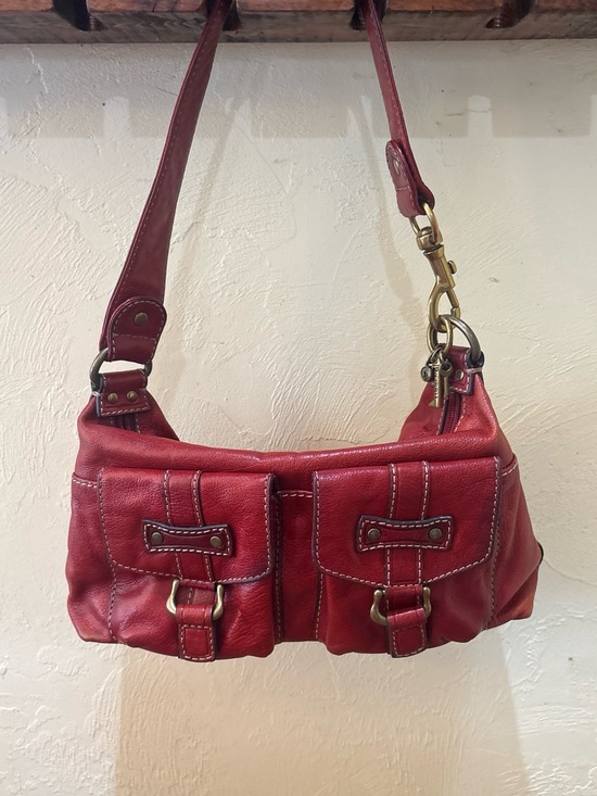 Fossil Handbags - Fossil Red Leather Shoulder Bag with Gold Hardware Classic Women’s Handbag